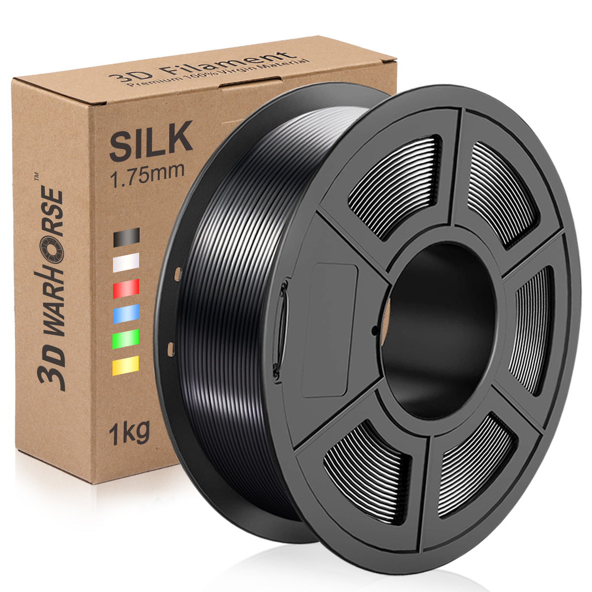 Silk PLA+ 3D Filament 1.75mm Black 1KG/Roll