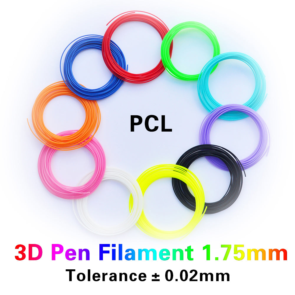 3D Printing Pen PCL 1.75mm Filaments 10 Colors x 10 Meters for Kids