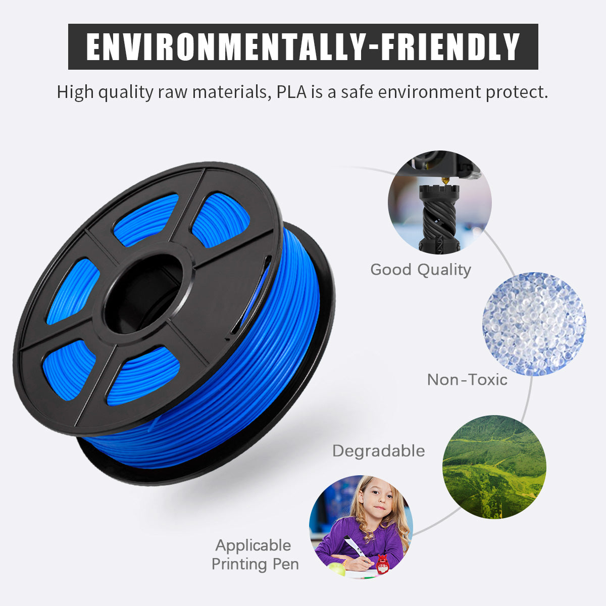 PLA+ 3D Filament 1.75mm Blue 1KG/Roll