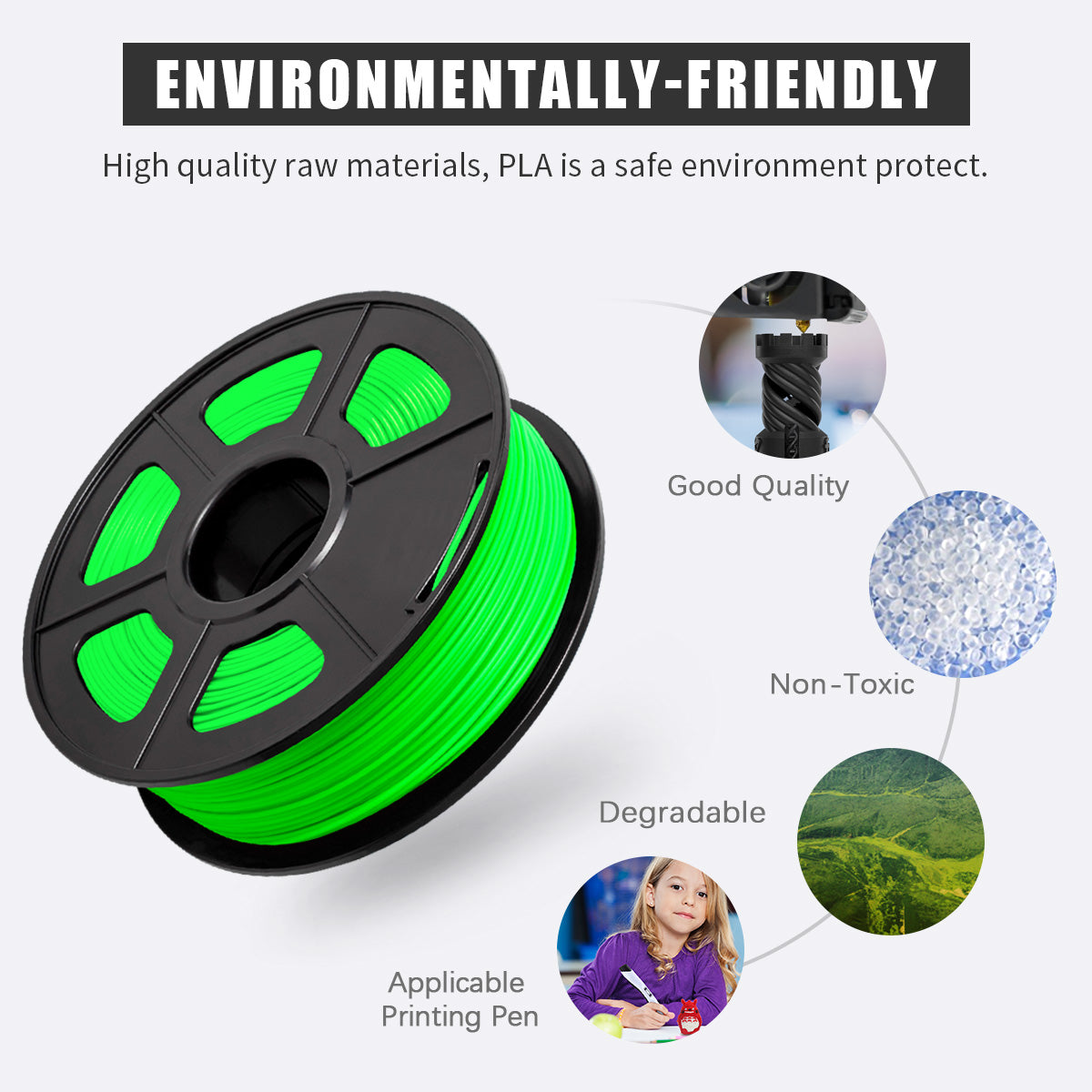 PLA 3D Filament 1.75mm Green 1KG/Roll