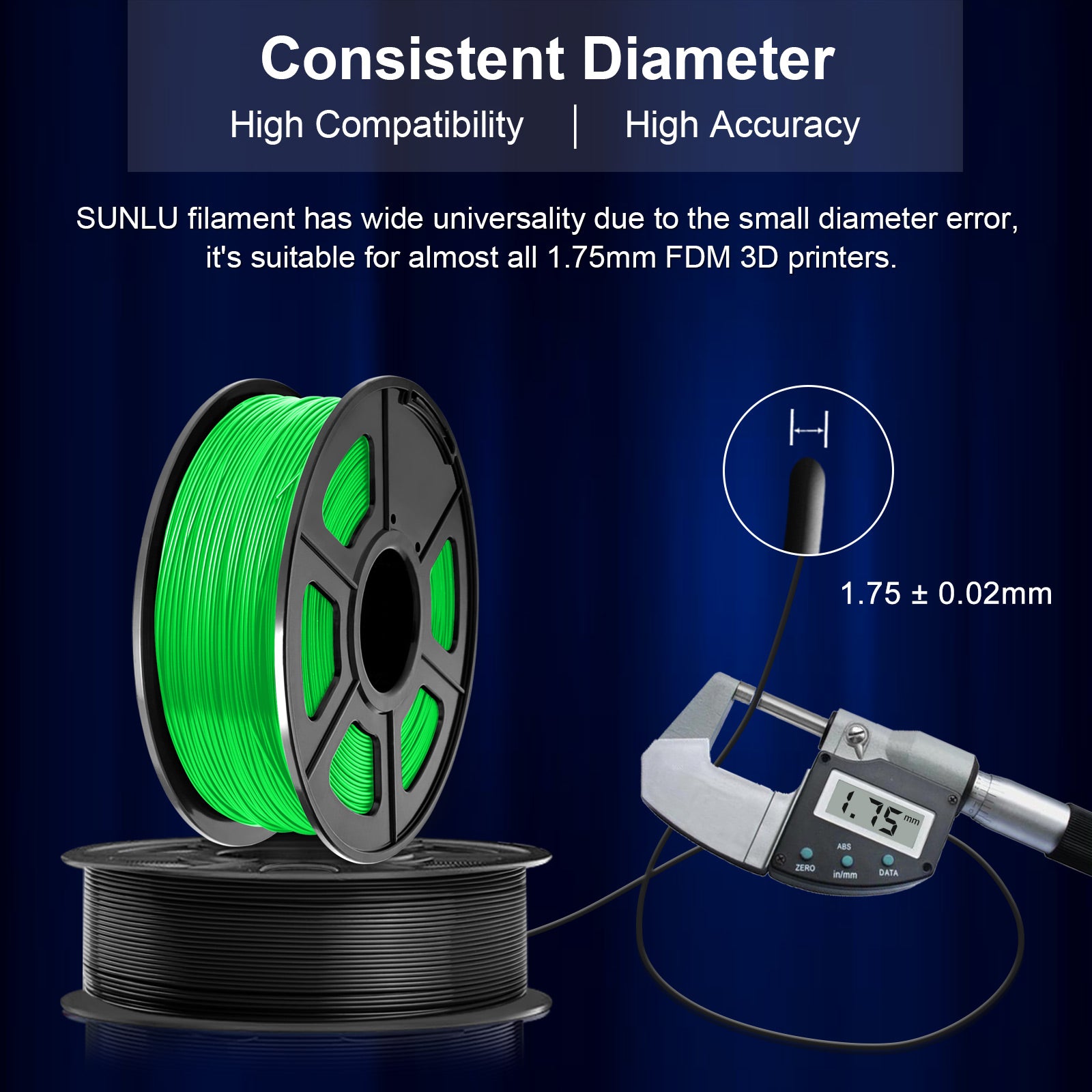 PLA+ 3D Filament 1.75mm Green 1KG/Roll