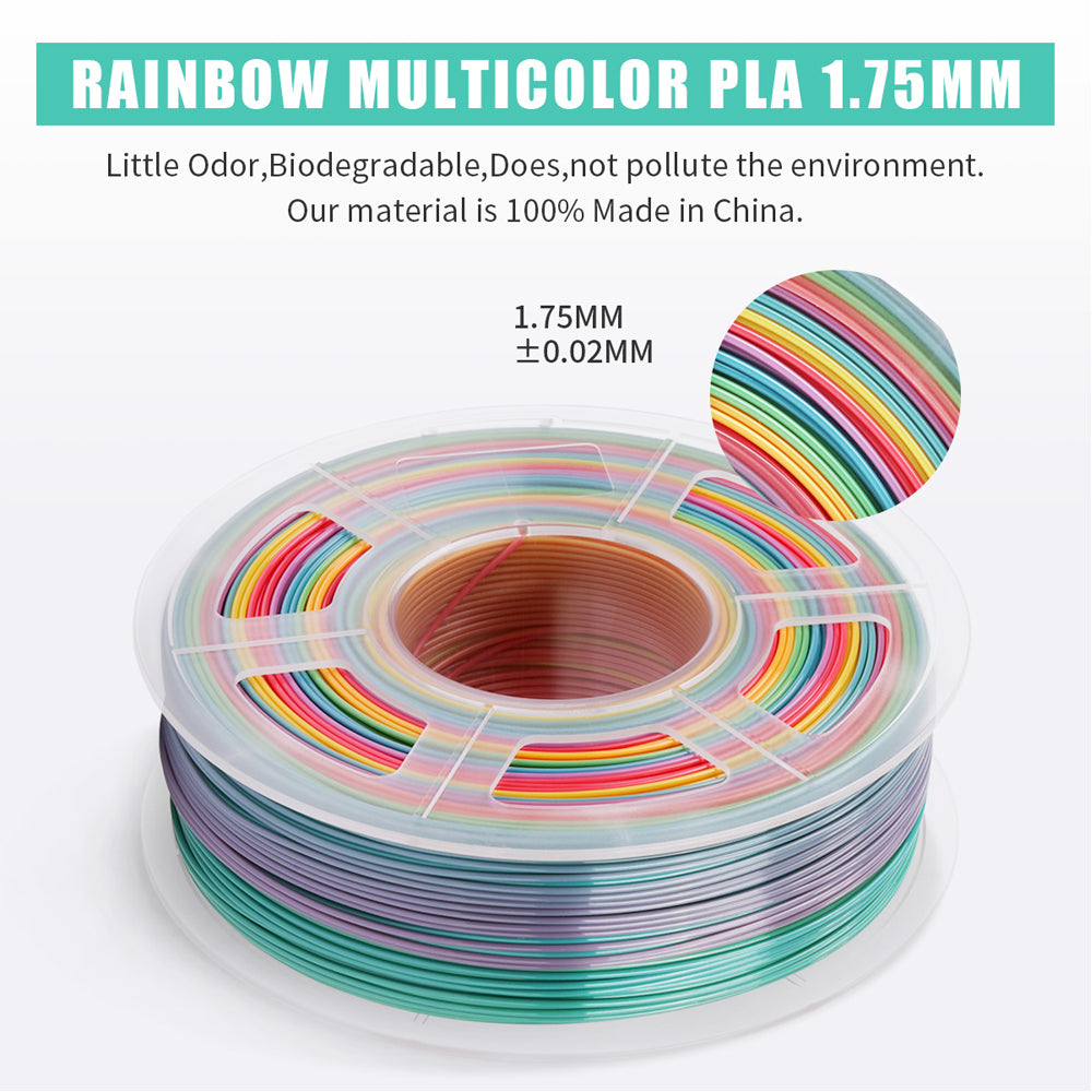 PLA 3D Filament 1.75mm Rainbow-G 1KG/Roll