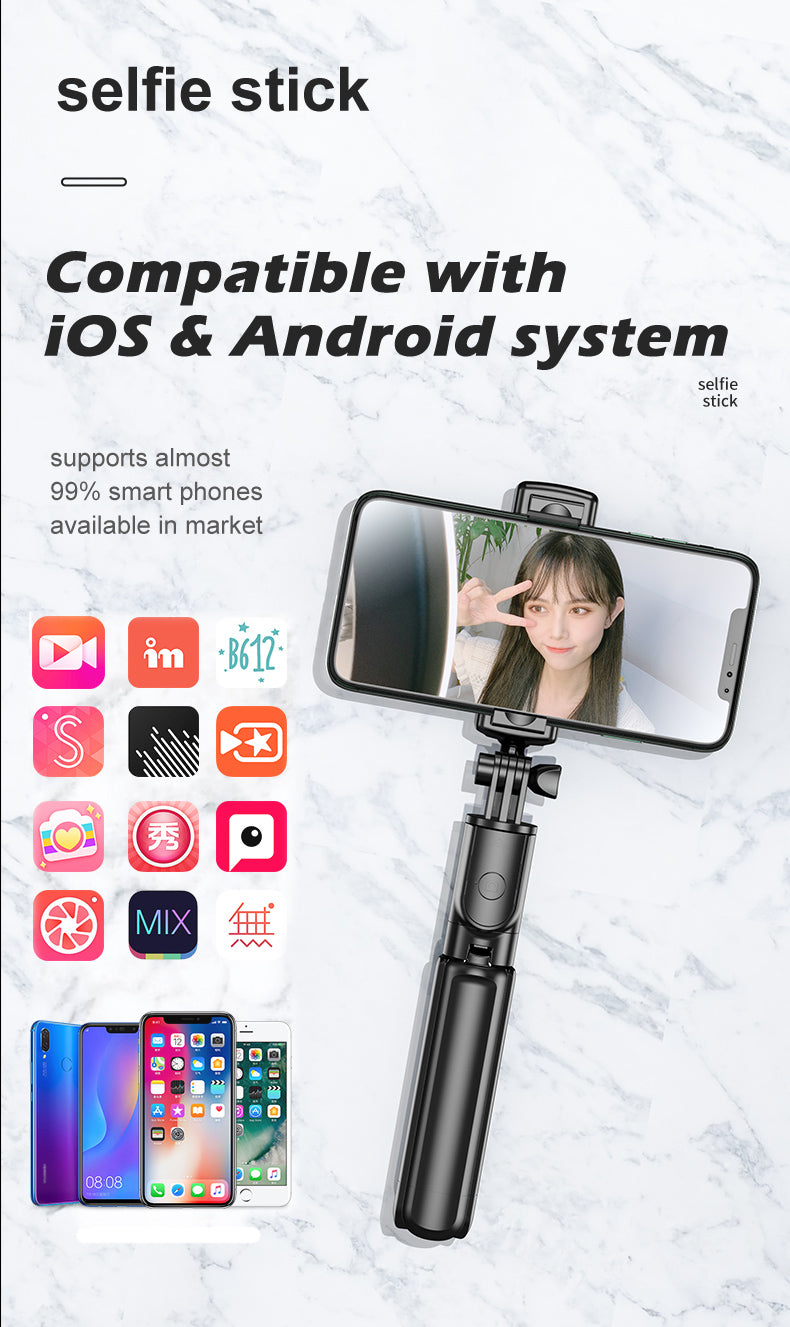 S03 Detachable clip 360 Degree Rotating Wireless Portable Selfie Stick Tripod For Mobile