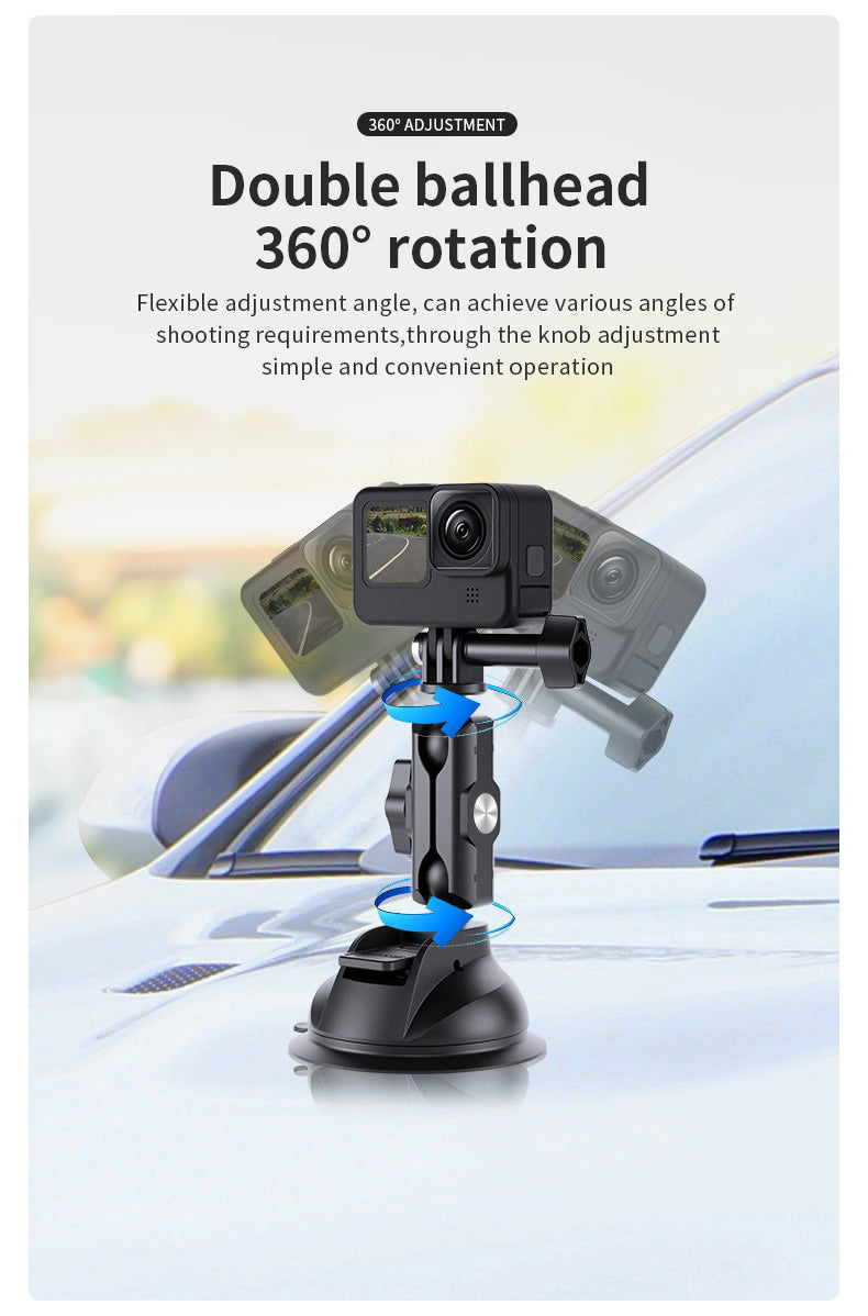 TELESIN Car Phone Holder Suction Cup 360° Adjustable 1/4  Adapter For GoPro