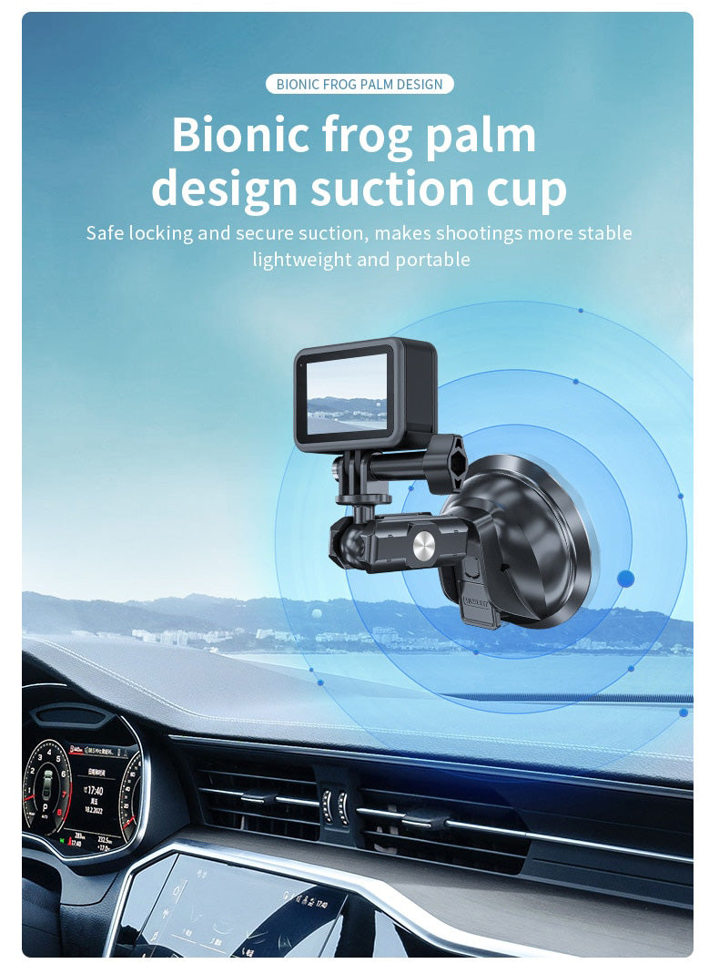 TELESIN Car Phone Holder Suction Cup 360° Adjustable 1/4  Adapter For GoPro