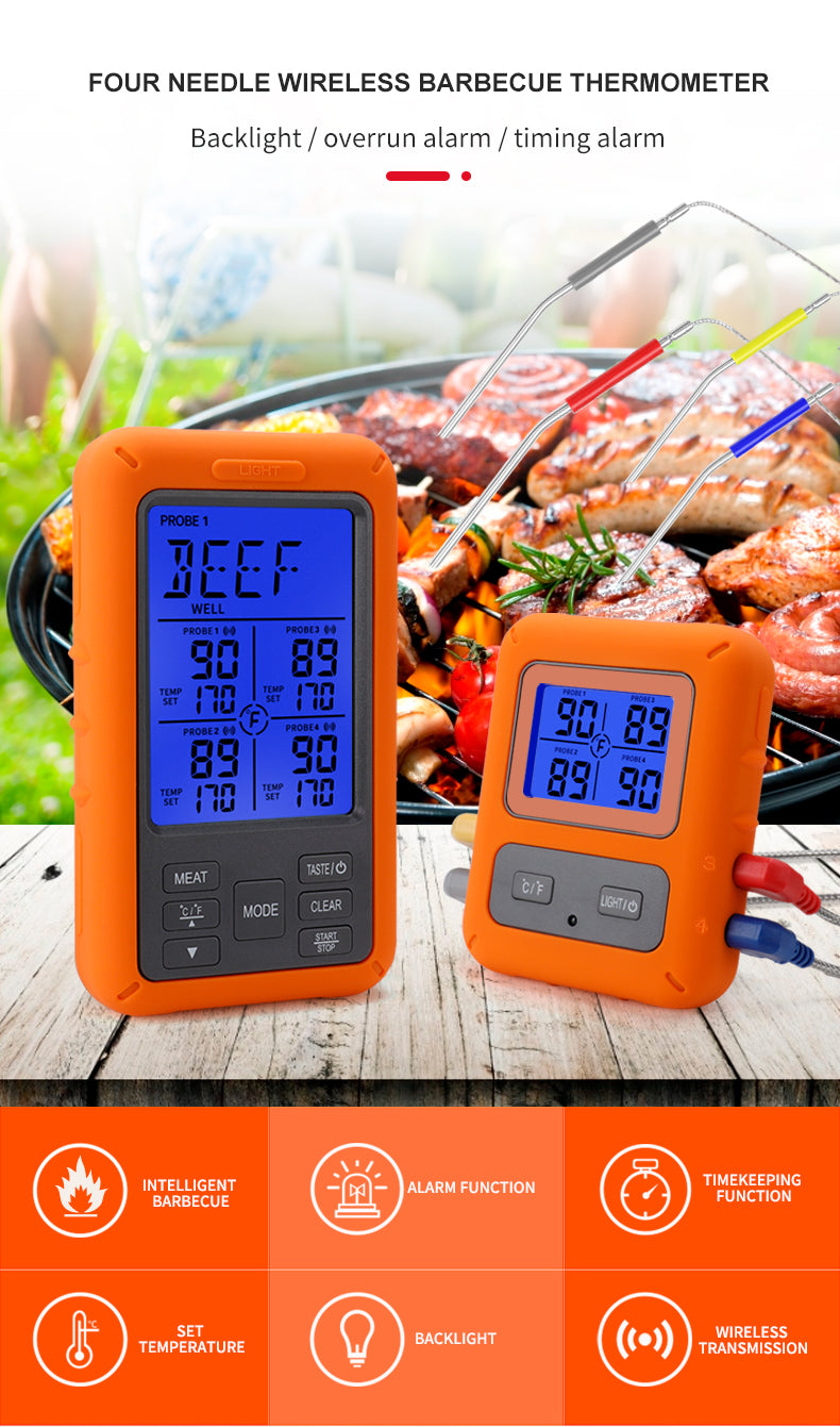 TS-TP40-A Wireless Waterproof Kitchen 4-pin Food Thermometer BBQ