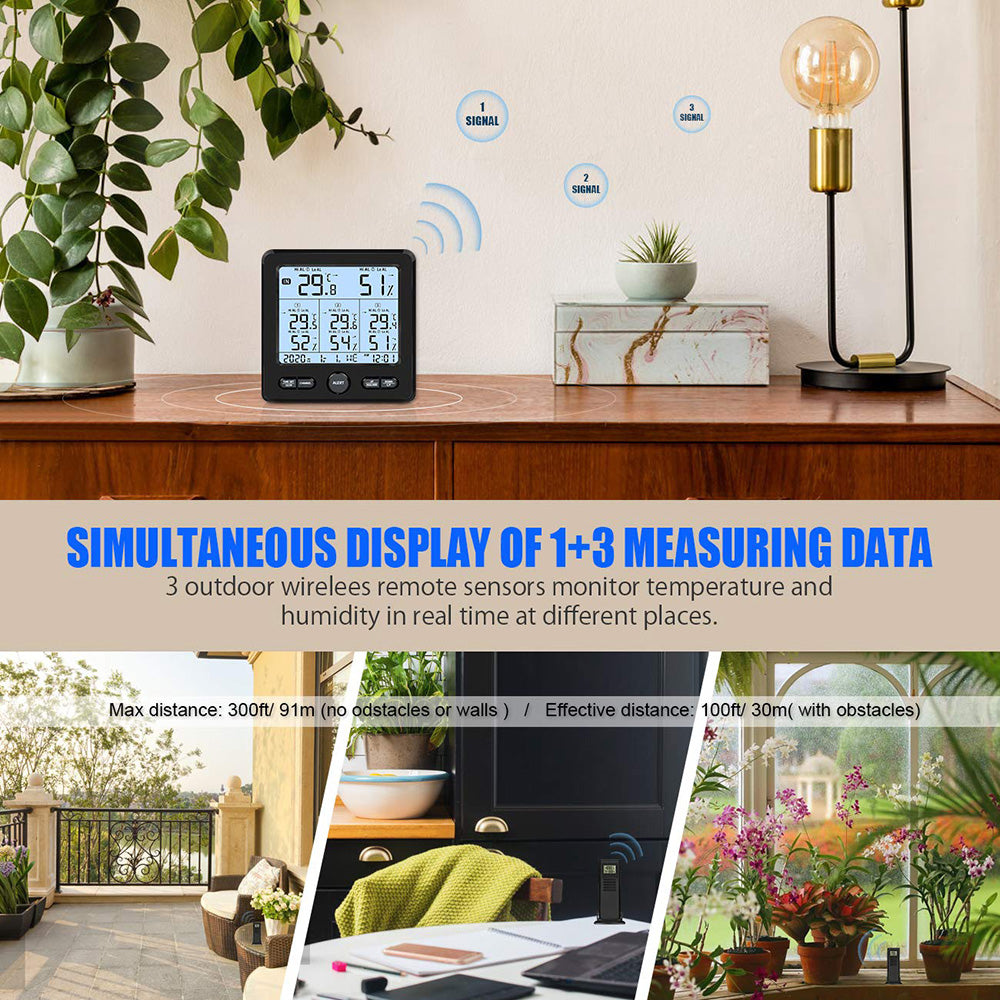 TS-6210 Multifunctional Wireless Thermometer Hygrometer Alert Clock Calendar