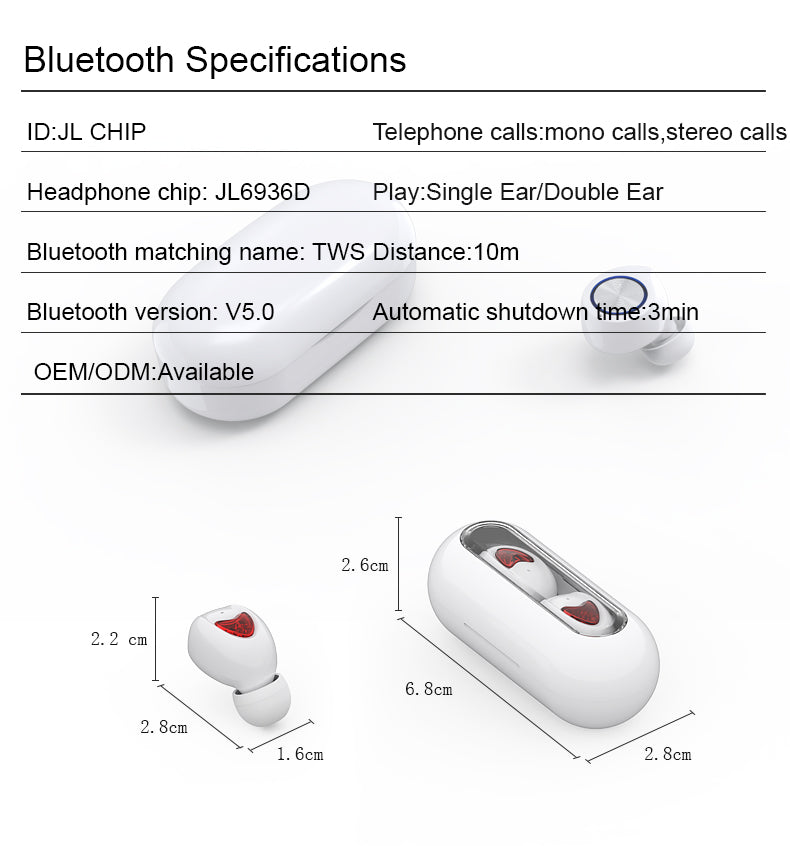 TW10 Wireless TWS Earphone Bluetooth Headset For iOS Android