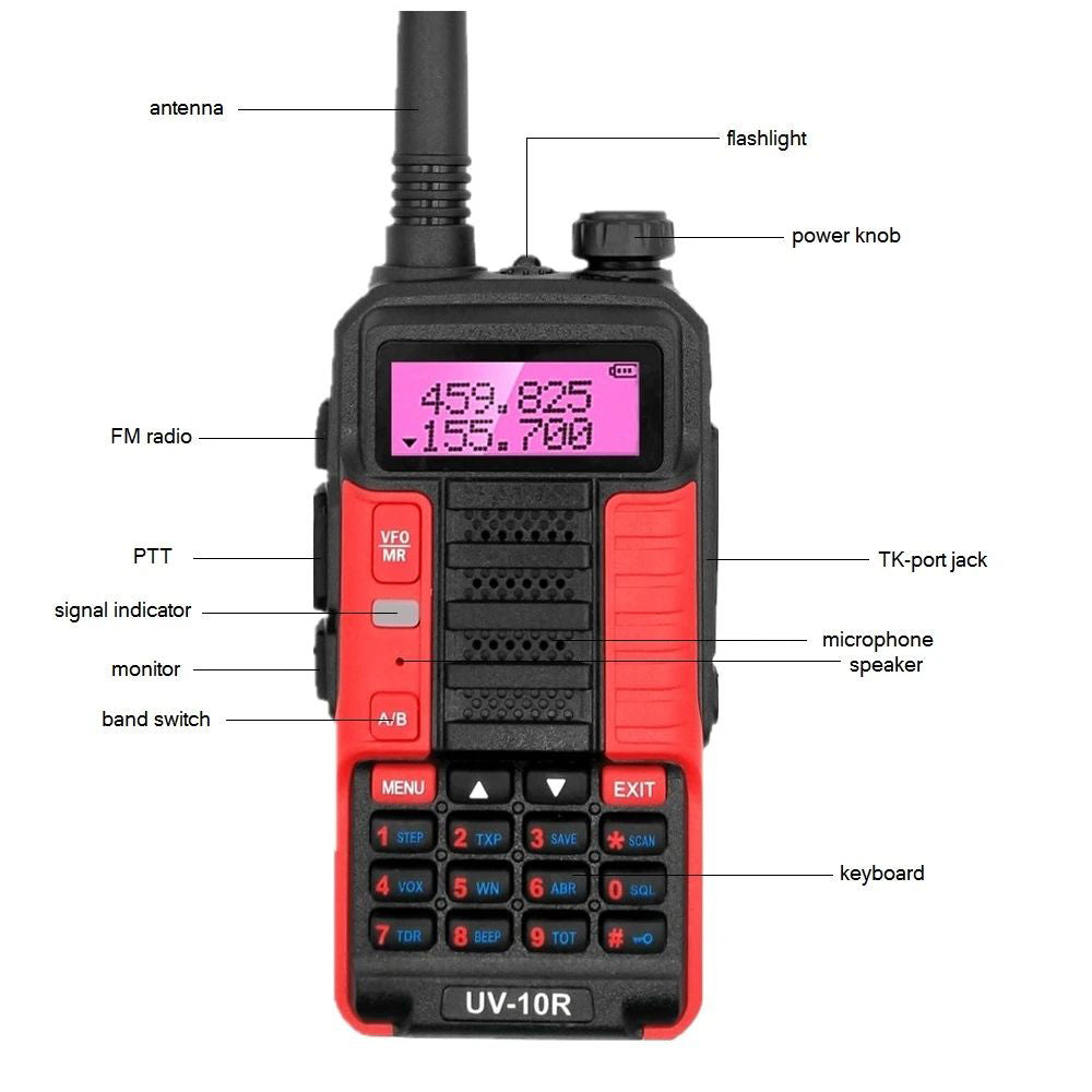 UV-10R 8W 128 Channels Dual Band FM Transceiver Two Way Radio