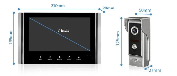 7 Inch Wifi Video Intercom Waterproof Doorbell Camera Tyua APP