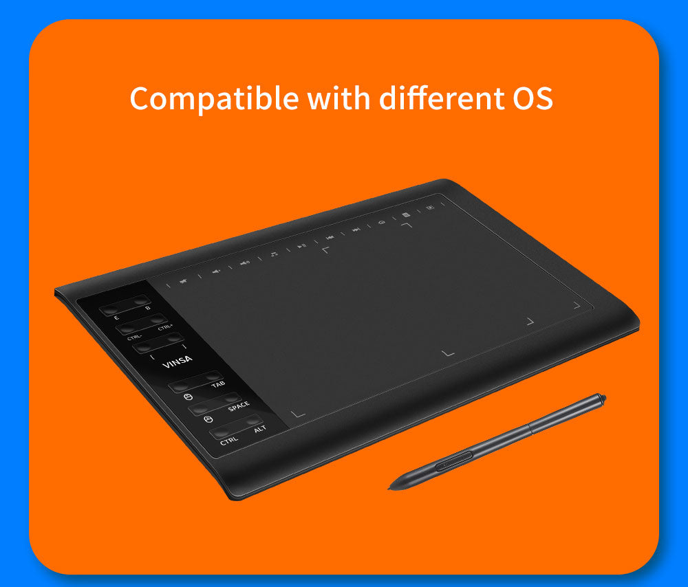 VIN1060PLUS 10x6 inch Digital  Drawing Tablet 8192 Pressure Sensitivity Tablet Battery-Free Pen Hand Painted Tablet
