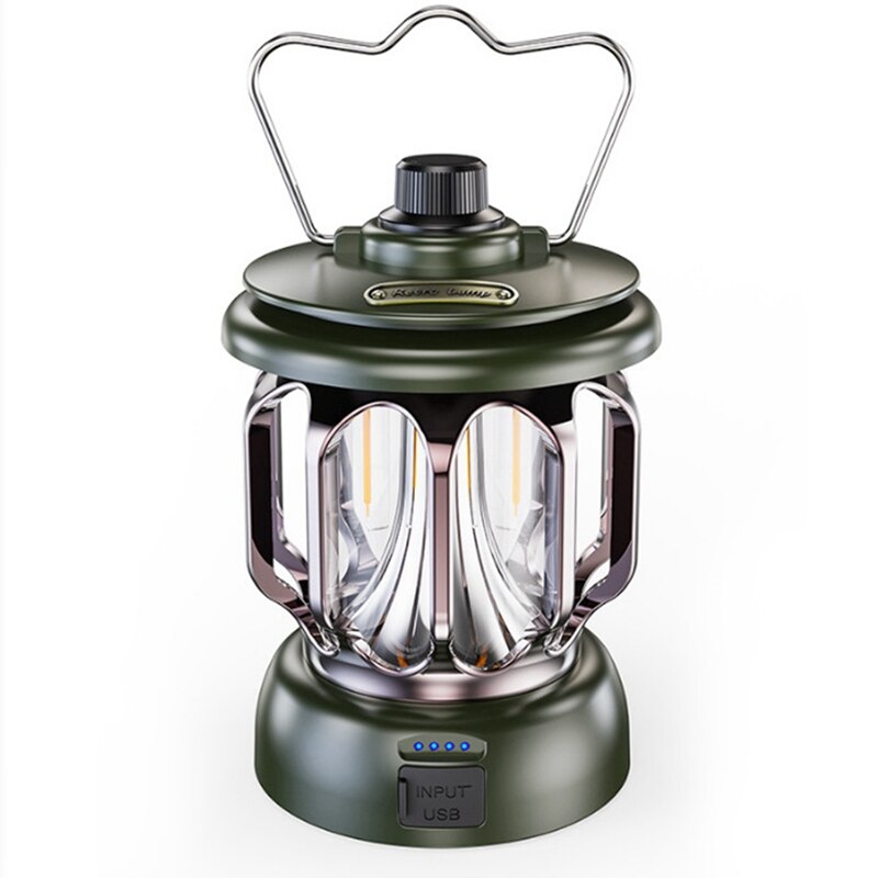 LED Camping Light Portable Retro Lantern USB Rechargeable Waterproof Outdoor