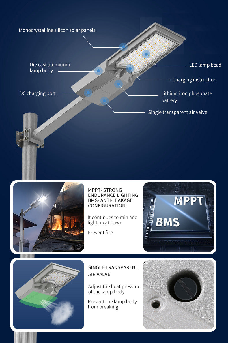 YH0105A 4 Mode Solar Street Light Ip65 Waterproof Outdoor Lamp 1000W