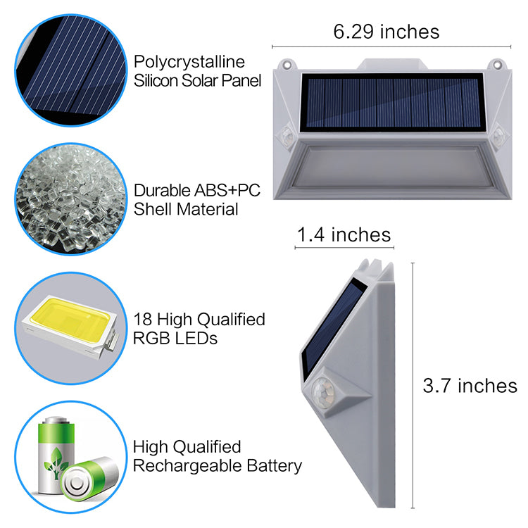 YH0408-PIR 3.7V 1200mAh rechargeable dual Motion Sensor Solar Wall Light