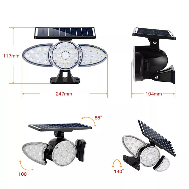 YH0530-PIR  38 LEDS  Solar Emergency Security Garden Wall Motion Sensor Light