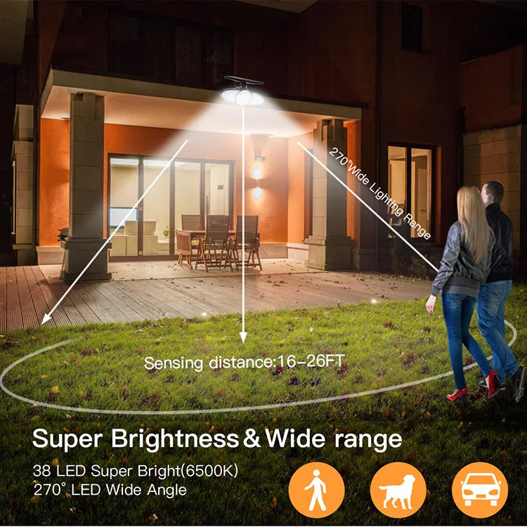 YH0530-PIR  38 LEDS  Solar Emergency Security Garden Wall Motion Sensor Light