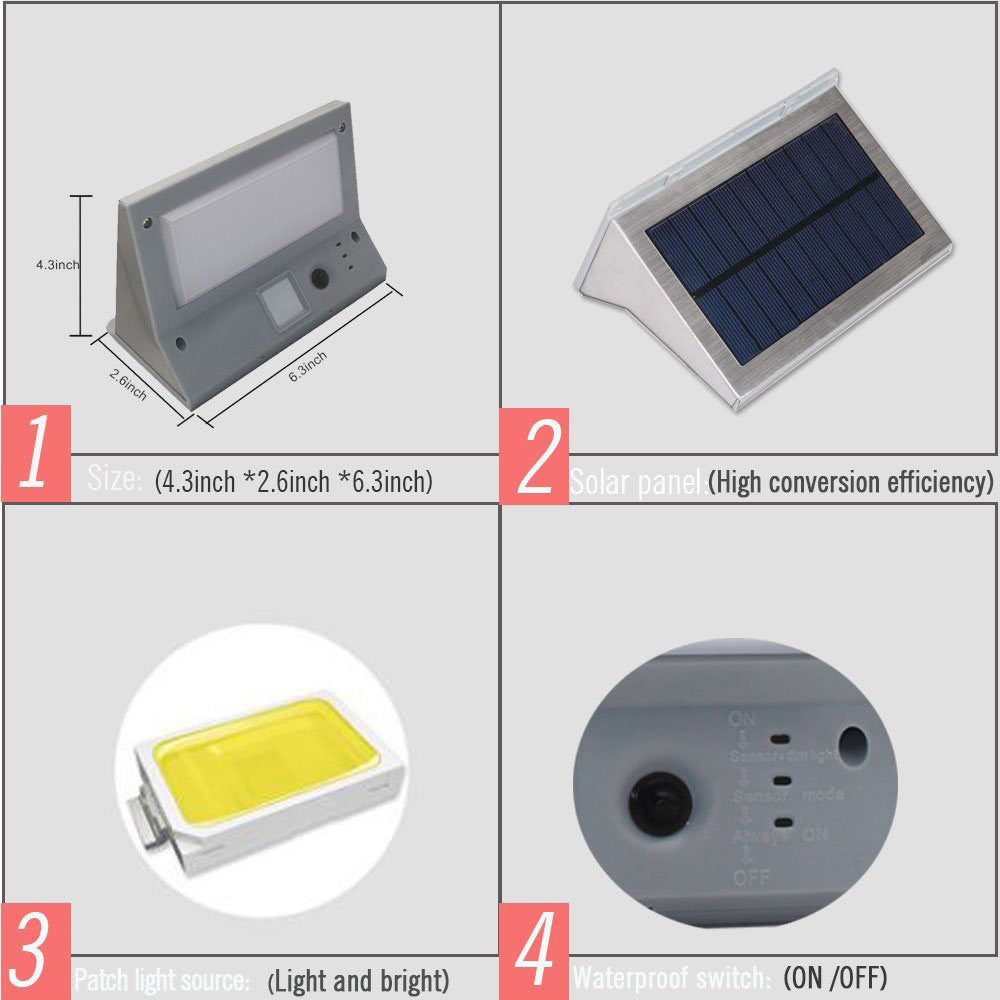 YH0609-PIR 21 LED Stainless Steel Outdoor Light Motion Sensor Solar Wall Light