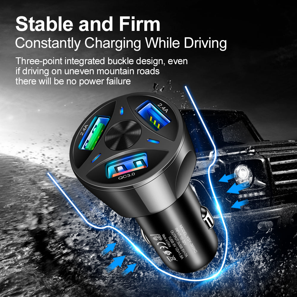 YSY-395KC Car Universial Triple Port USB Quick Power Charger