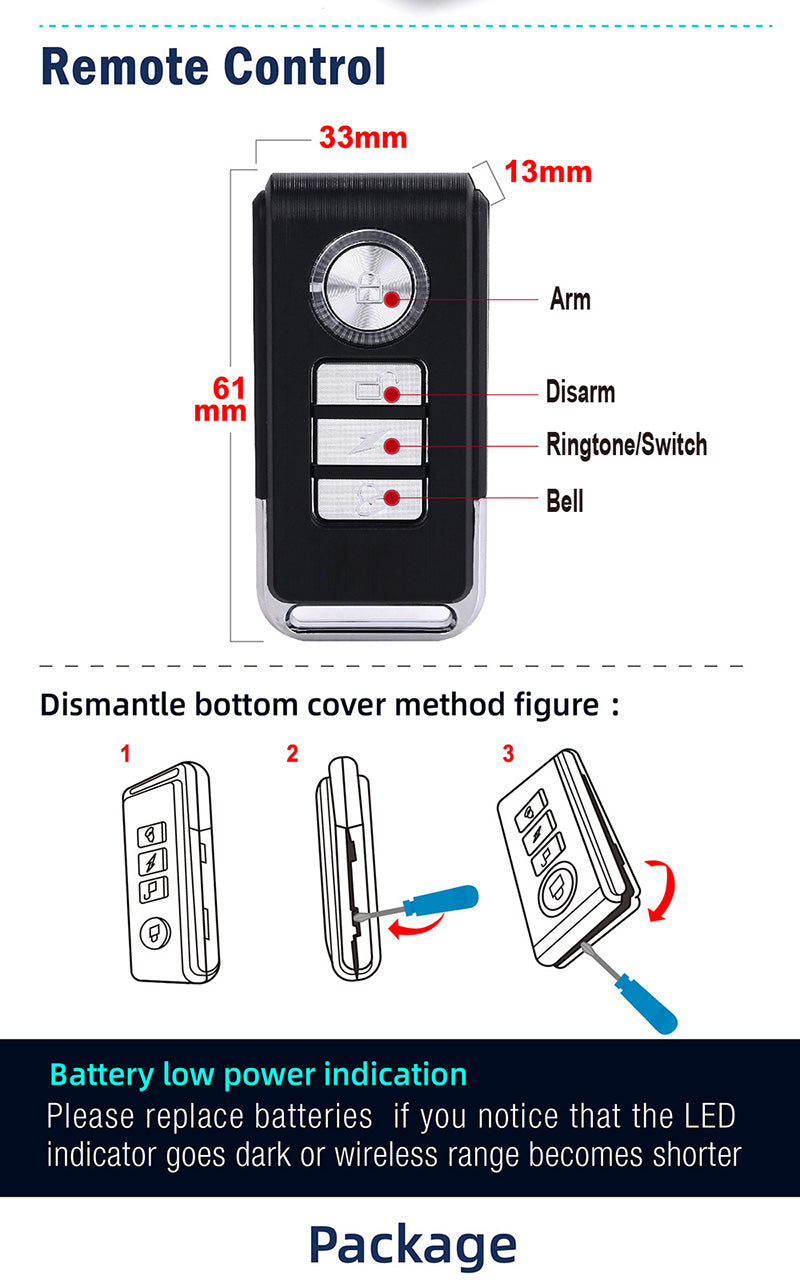 Bicycle Alarm  Anti-Theft for Bike Motorcycle Car Vehicles with Remote Control