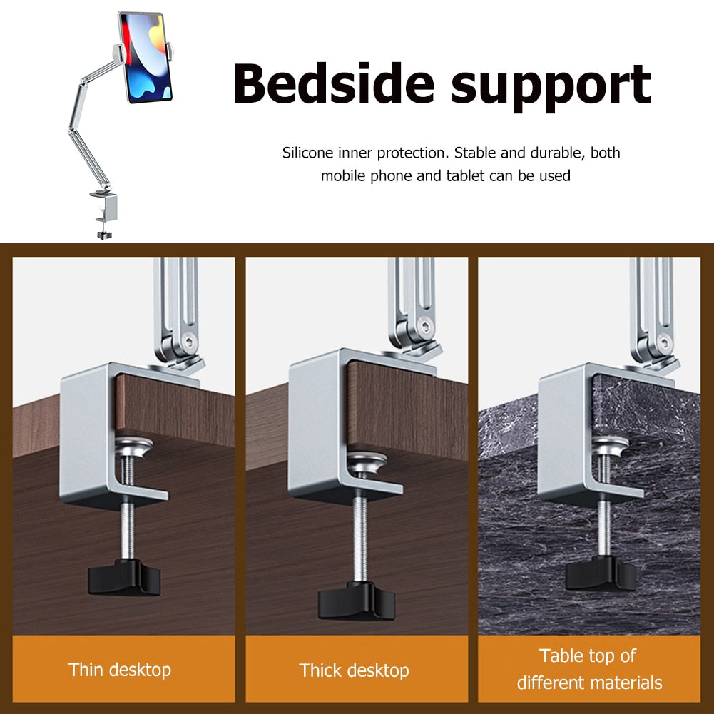 Adjustable Bed Tablet Phone Holder Desk Flexible Long Arm Lazy Clip Bracket