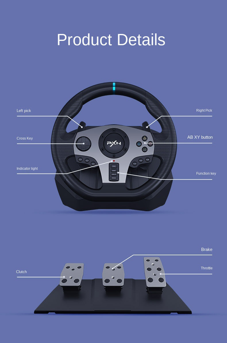 900 Degree Racing Game Aiming Wheel PC Game Machine Car Simulation Driving