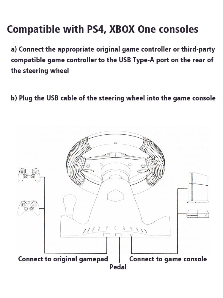 Steering Wheel Controller for Nintendo Switch PC PS3 PS4 Xbox 7 in 1 Racing Game