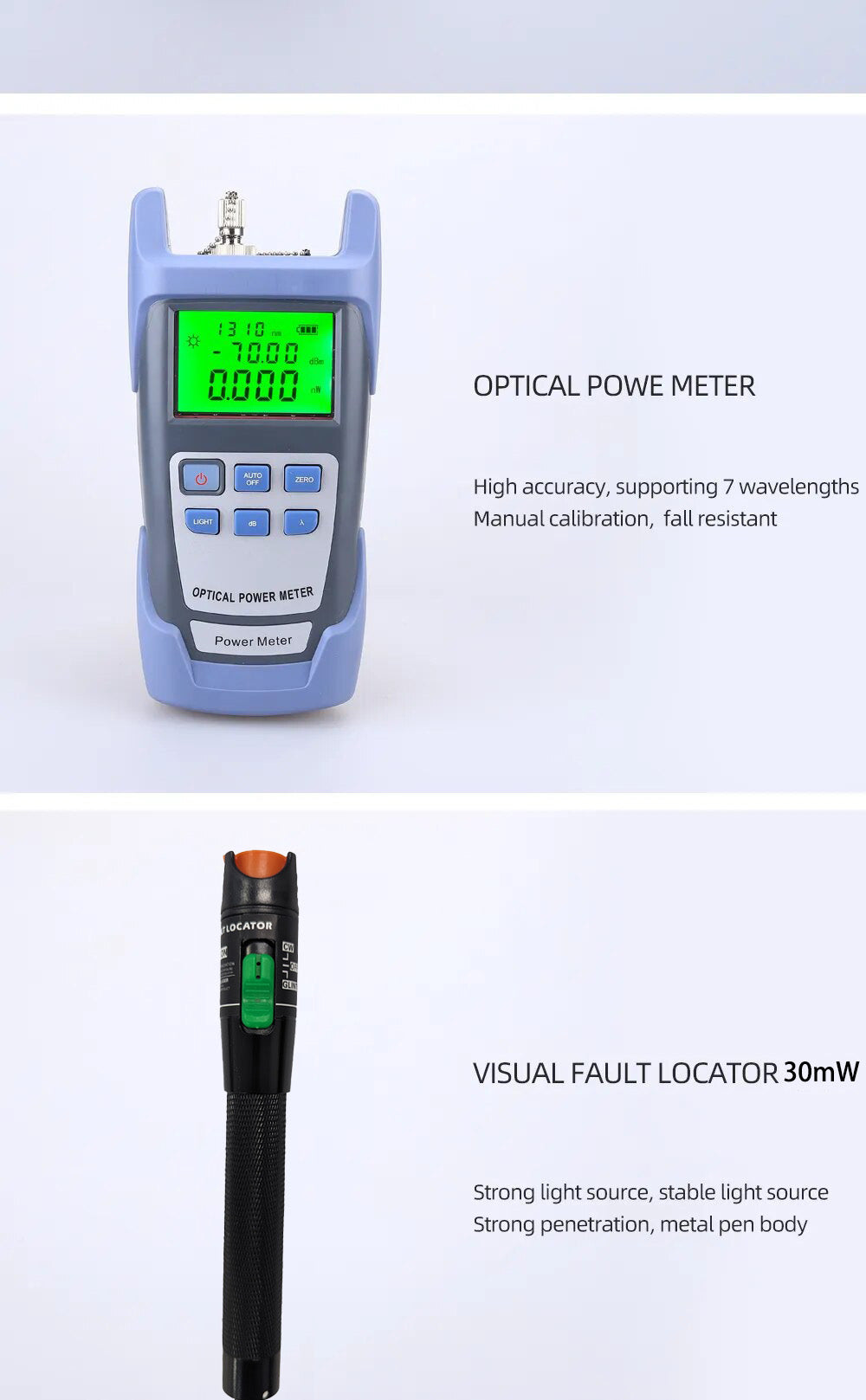 Fiber Tools Kit With VFL 30MW Optical Power Meter FC-6S Fiber Cleaver