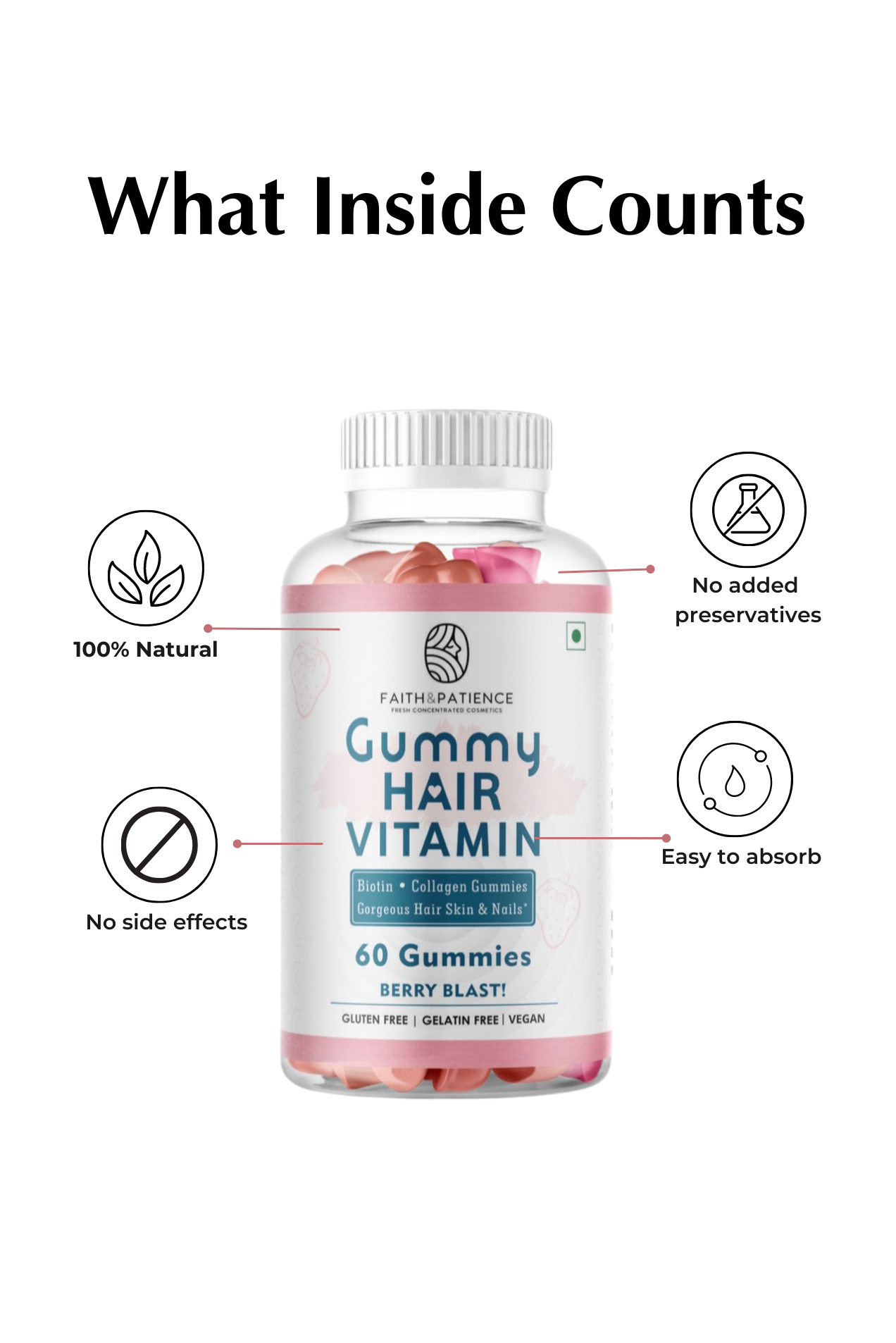 Purna Gummies Hair Biotin Cranberry Sugar Free 30 gummies