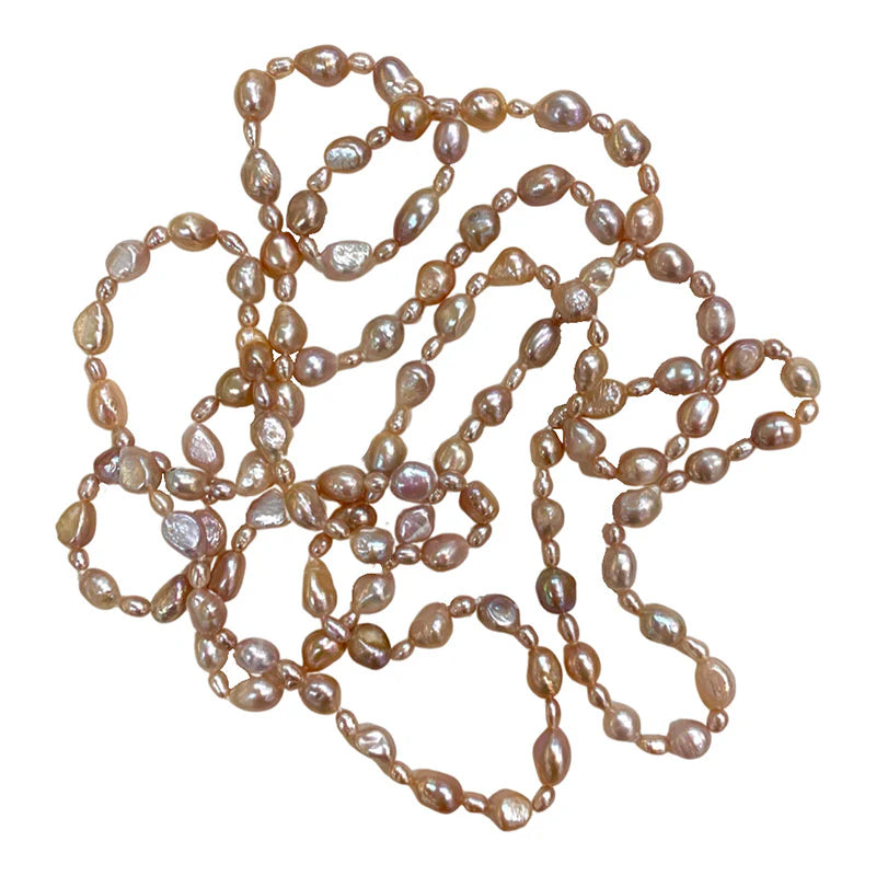 Pink 60" Alternating Baroque Necklace