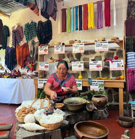 Guatemalan artisans demonstrating natural textile dyeing