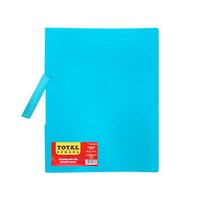 Carpeta C/Clip T/Carta Azul Transp Total School | Papelería del Ahorro