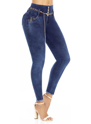 Mapale D Butt lifting jeans with Girdle Lining Color Blue