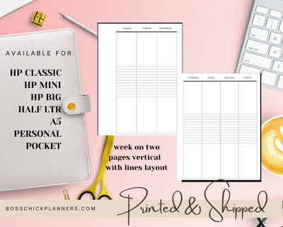 Pocket Size Week On Two Pages  Printed Pocket Planner Refills