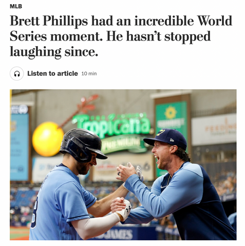 Watch some videos of Brett Phillips laughing