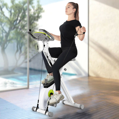 Foldable Fitness Bike Indoor Exercise Bike Height-Adjustable - A - Oncros