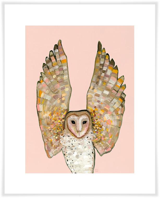 Owl and Toad in Coral - Eli Halpin Giclée Print - Swan Feather House