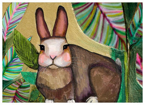 Bunny In The Leaves - Canvas Giclée Print
