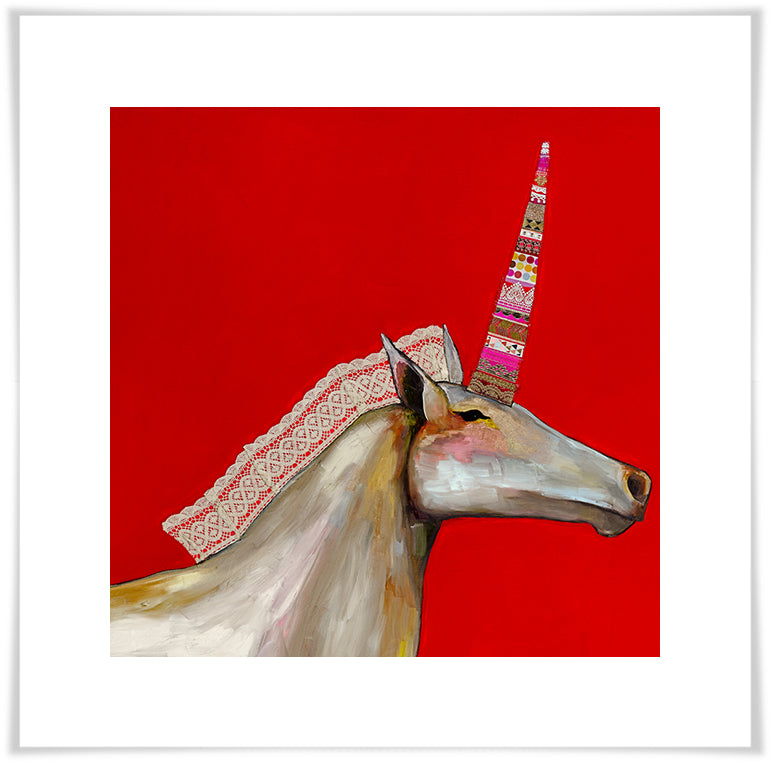 Unicorn With Leather Mane - Eli Halpin Giclée Print - Swan Feather House