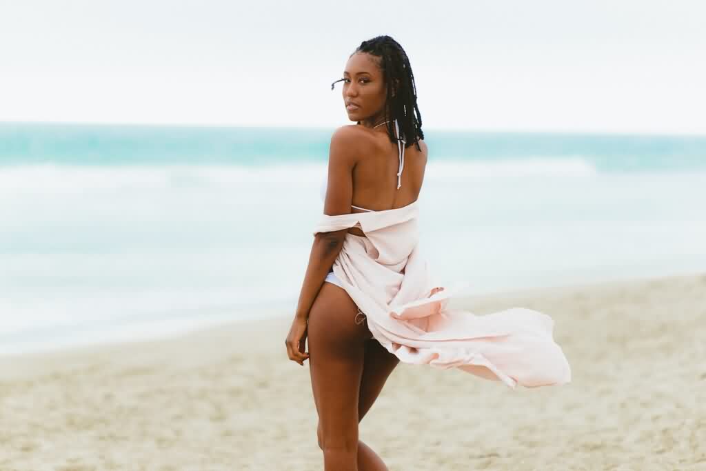 black skin laser hair removal woman on beach
