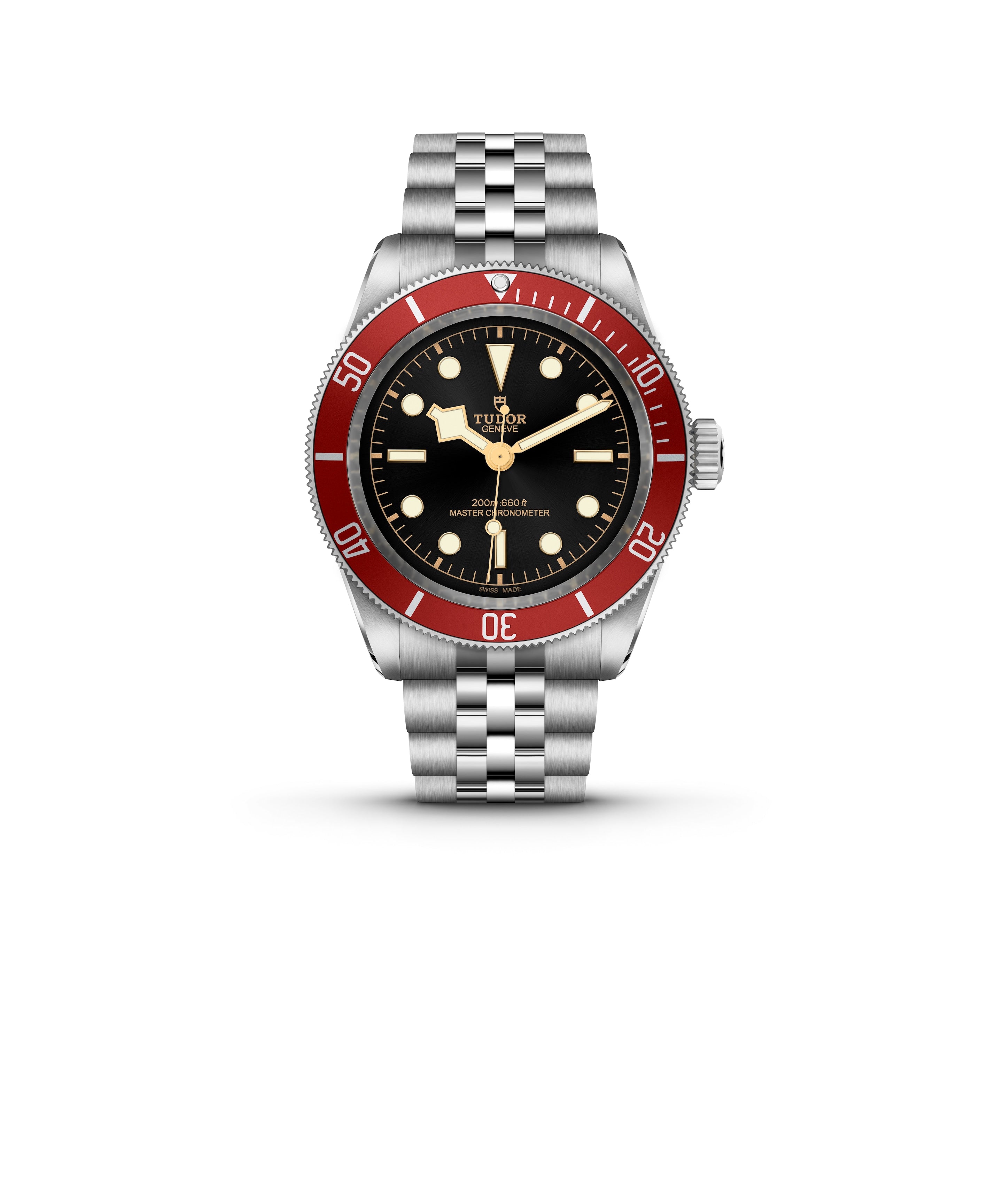 Tudor Black Bay med rød bezel og jubilee lenke