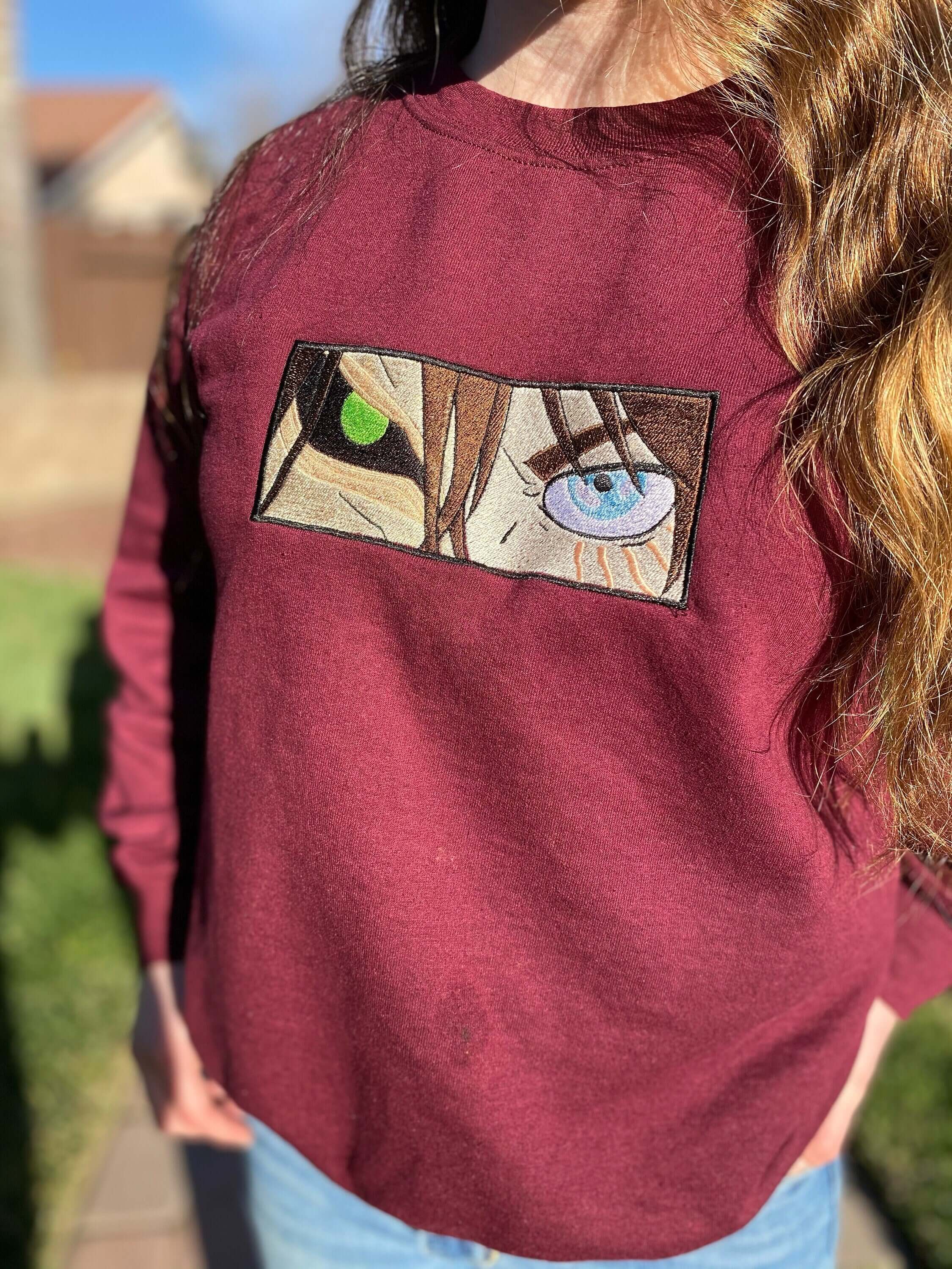 Anime Sweatshirt /Embroidered sweatshirt / AOT/ Embroidery Crewneck / Anime hoodie / cosplay gift/ gift for him / gift for her