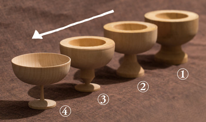 A discerning cold sake cup carved from one piece of wood