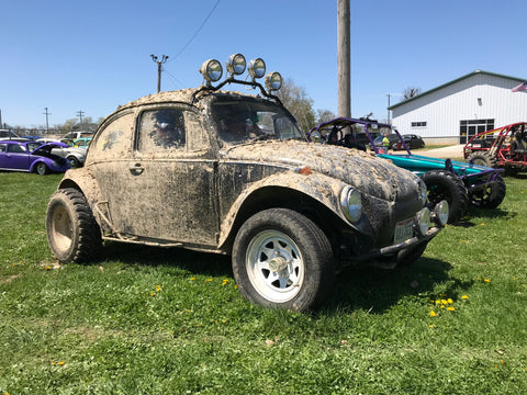 Picture of a mud covered Baja Bug