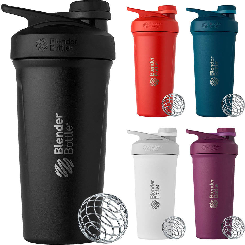 Blender Bottle Shaker Mixer Cup Reusable Silicone Straw - Black