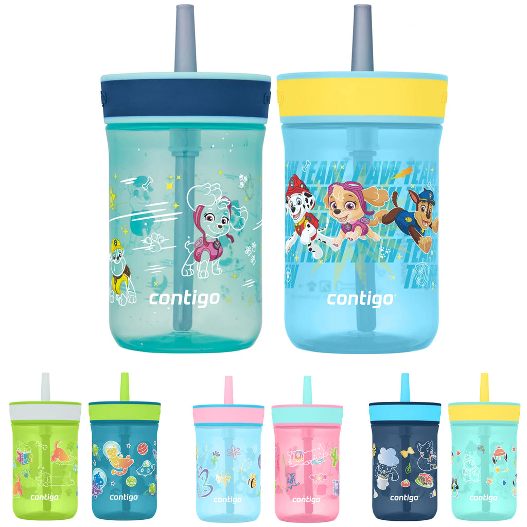 Contigo 14oz Kids' Water Bottle with Redesigned AutoSpout Straw Blue  Raspberry Azalea with Butterflies and Honeybee