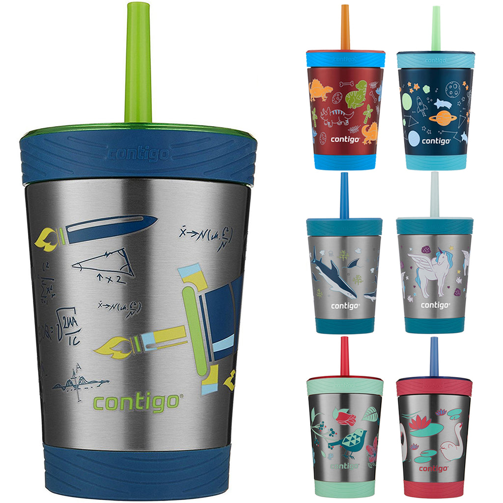 Contigo Kids’ Leighton Straw Tumbler with Spill-Proof Leak-Proof Lid, 14 oz.