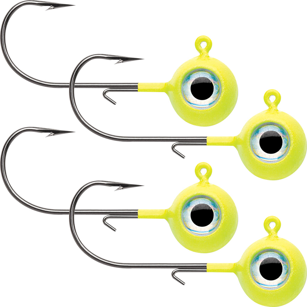 VMC Neon Moon Eye 1/4 Oz. 3D Holographic Jig - 4 Pack - Glow