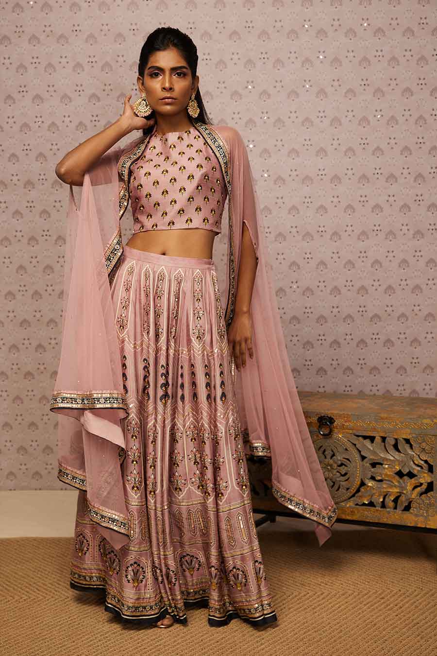 Shop Sarouk Embroidered Lehenga Set With Dupatta by SOUP BY SOUGAT PAUL at  House of Designers – HOUSE OF DESIGNERS