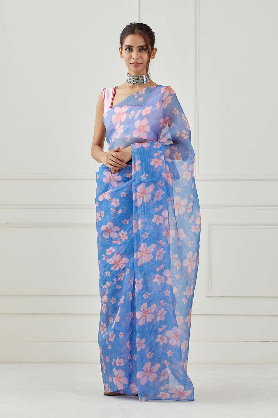 Buy Sky Blue Organza Saree online-Karagiri – Karagiri Global