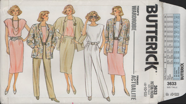 Butterick 3852 Sewing Pattern, Women's Jacket, Skirt, Pants, Size